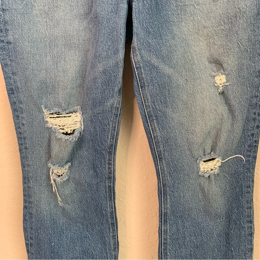J. Crew Billie Demi Boot Crop Jeans‎ Womens 30 Distressed Medium Blue button fly